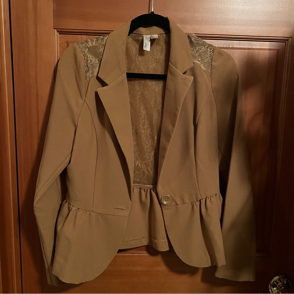 Forever 21 Exclusive Tan Lace Backed Blazer
